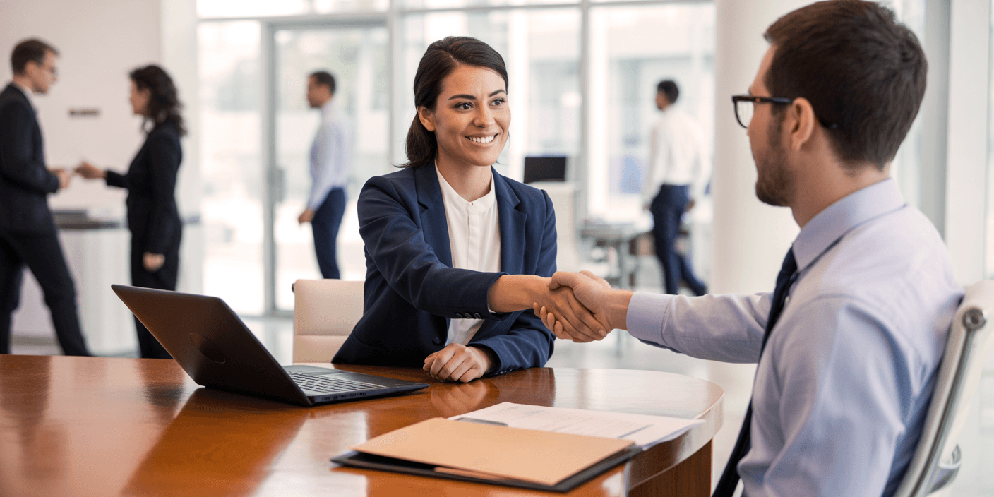 Erfolgreiche Personalbeschaffung Stellenanzeigenpakete - Professionelles Business Meeting für Arbeitnehmerüberlassung und Personalvermittlung mit modernem Recruiting